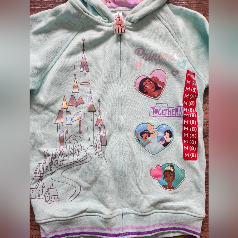 NWT Disney Princess French Terry Full Zip Hooded Sweater Jacket - Picture 2 of 5